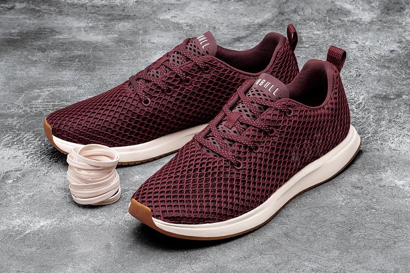 Burgundy Nobull Crimson Ivory Mesh Runner Men's Running Shoes | CA T1033C